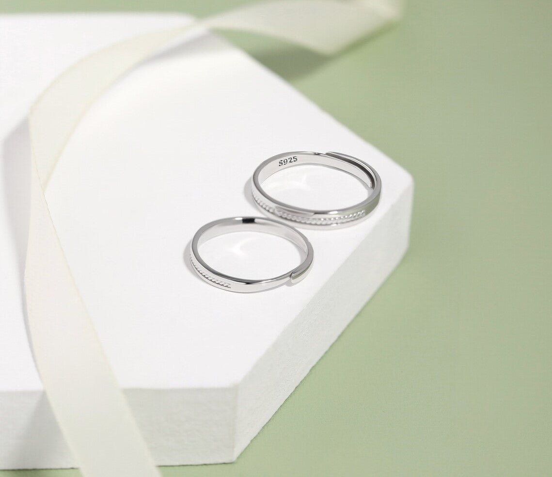 2X Tie The Knot - Couple Bands | Pure Silver