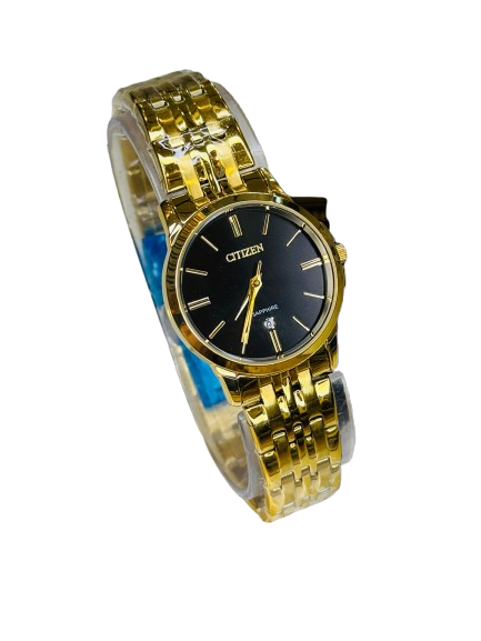 Gold Black Down Date Citizen Couple Watch