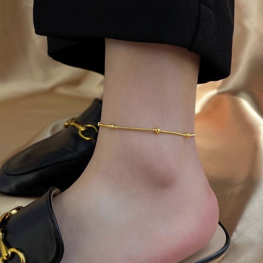 Stainless Steel Bead Decor Anklet