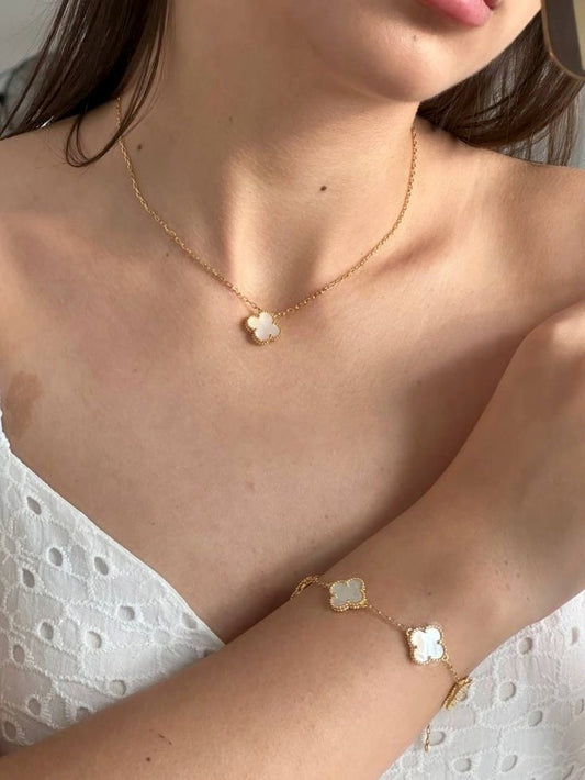 Lucky 4 Leaf Bracelet & Necklace Set