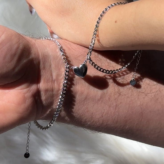 2X Heart Shaped Magnetic Couple Bracelet