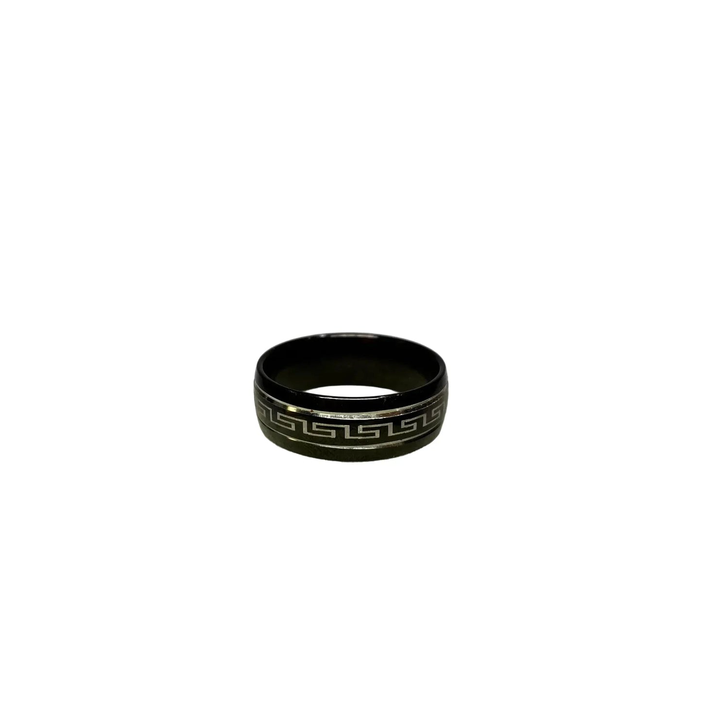Greek Wave Design Black Silver Ring