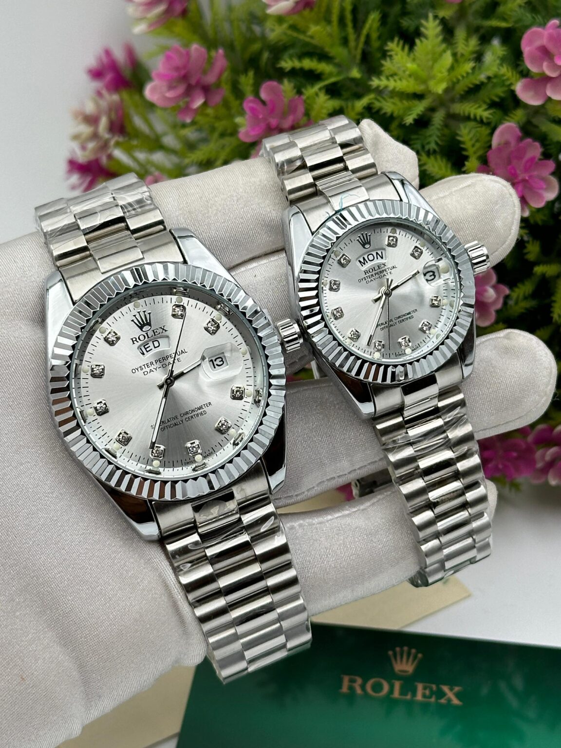 ROLEX DAY-DATE COUPLE WATCH (Silver)
