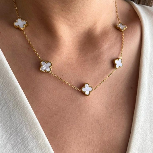 7 Leaf Clover Necklace (White)